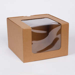 Cake Box Window: Eco Kraft Corrugated Window Cake Box 8x8x6 Inch (Each)