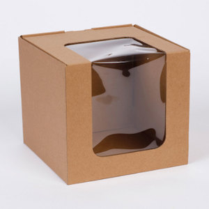 Eco Kraft Corrugated Window Cake Box 6x6x6 Inch (Each)