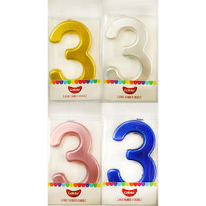 GoBake Large Metallic Number Candles #3