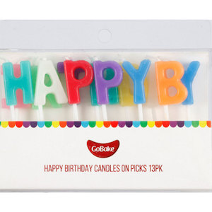 Candles: GoBake Happy Birthday Candles on Picks 13/Pack