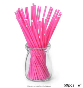 Cake Craft 6 Inch Pop Sticks Pink 50/Pack