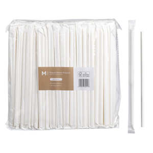 M Wrapped Regular Paper Straws 6mm x 200mm White | 250/Pack