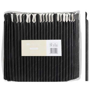 Paper Straws: M Regular Paper Spoon Straw (Black) 8mm x 210mm | 250/Pack