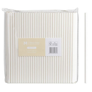 M Regular Paper Straws 6mm x 200mm White | 250/Pack