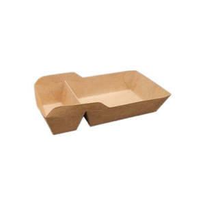 Kraft Boat Tray 2 Compartment 132x85x42mm (440ml) 25/Pack