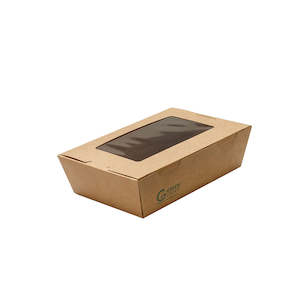 Kraft Lunch Boxes: Green Choice Takeaway Box with window Kraft PLA Small 50/Pack