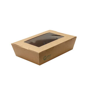 Green Choice Takeaway Box with window Kraft PLA Medium 50/Pack