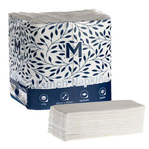 M Quilted Lunch Napkins 2ply 1/8 Fold White | 1200/Ctn