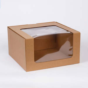 Eco Kraft Corrugated Window Cake Box 10x10x6 Inch | Each