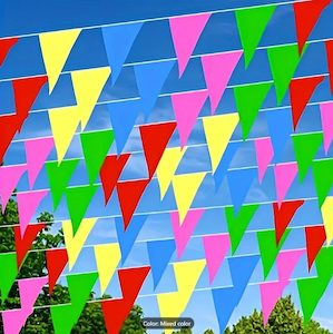 30m Handmade Fabric Bunting with 70 Colorful Flags