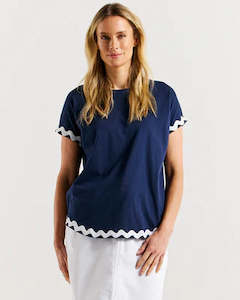 Betty Basics Sunny Tee Navy/ White