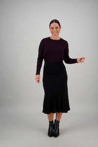 Vassalli Merino Pull On Skirt Black