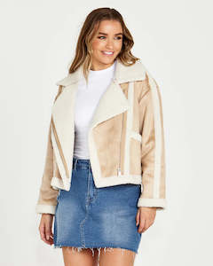 Coats Jackets: Sass Roux Suede Jacket Tan/Cream