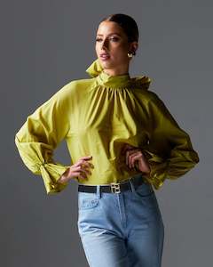 Long Sleeve Tops: Fate + Becker Empowered Top Chartreuse