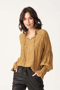 Long Sleeve Tops: Lemon Tree Design Lina Blouse Flaxen Print