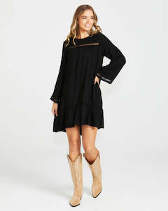 Sass: Sass Chapel Boho Trim Dress Black