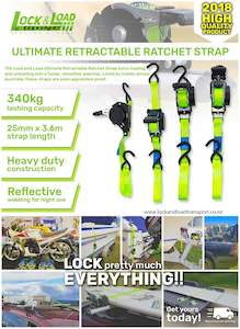 Retractable Ratchet Strap 25mm strap twin pack - RW06