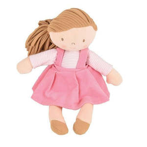 Toy: Rose Light Brown Hair & Pink Dress, Organic (GOTS)