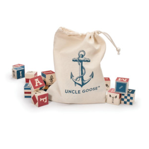 NAUTICAL ABC BLOCKS  26PC SET  WITH CANVAS BAG