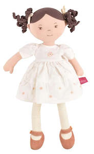 Toy: Linen Collection: Cecilia - Dark Brown Hair with Cream Linen Dress