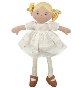 Toy: Linen Collection: Priscy - Blonde Hair Doll with White Linen Dress