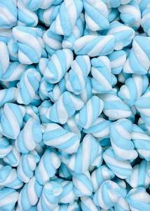 Confectionery: Blue & White Marshmallow Twists