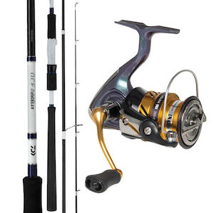 Marine accessory: Daiwa Summer Stunner Laguna LT 3000 Exceler Oceano Softbait Spin Combo with Braid and Softbaits 7ft 10in 4-8kg 2pc