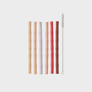 OYOY Bamboo Silicone Straws | Pack of 6