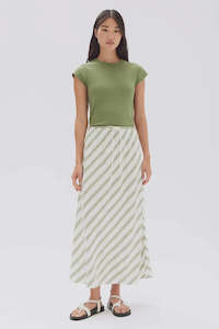 Isola Stripe Skirt | Pandan/Antique White