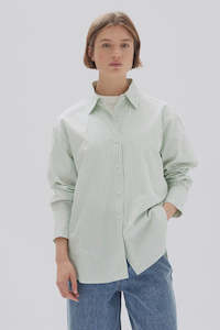 Signature Poplin Shirt | Rosemary/White