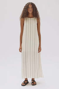 Clothing: Milos Stripe Maxi Dress | Cream/Black