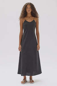 Clothing: Heather Silk Blend Maxi Dress | Black