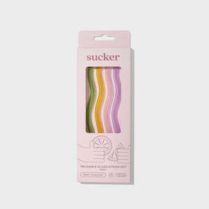 Sucker NZ | Glass Wavy Straws | Pack of 4