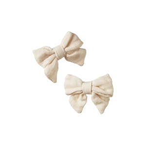 Kids Clothing: Nature Baby | Bow Hair Clips 2 Pack | Natural Crinkle