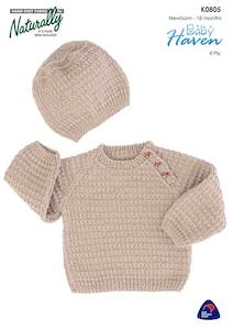 Globofilter Best Selling Index: Raglan Sweater and Hat K0805 by Naturally Yarns - Printed Pattern