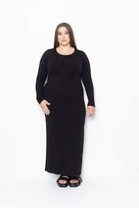 Sleeved Slip -  Maxi Length - Black