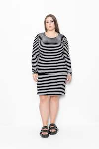 Sleeved Slip -  Midi Length - Stripe