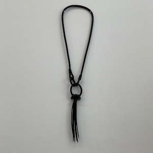 Necklace - Link Tassel in Black and Smoke