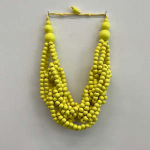 Clothing wholesaling: Necklace - Chunky Beads Pink, Navy and Yellow