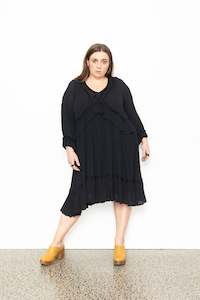 Clothing wholesaling: Last ones L & XL - Frilled Meadow Dress! - Black