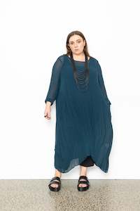 Last One Size M - Long Tuck Hem Dress! - Moody Blue