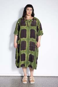 Delaney Dress - Green Squares