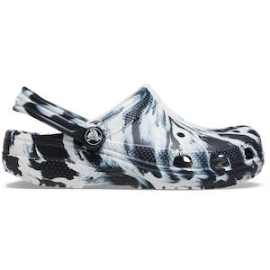 CROCS KIDS CLASSIC MARBLED CLOG - BLACK/WHITE