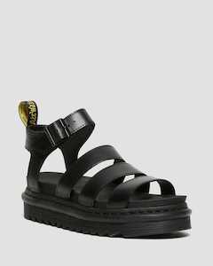 DR MARTENS BLAIRE WOMEN'S BRANDO LEATHER STRAP SANDALS - BLACK BRANDO