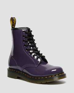 Shoe: DR MARTENS 1460 WOMEN'S PATENT LEATHER LACE UP BOOTS - BLACKCURRANT PATENT LAMPER