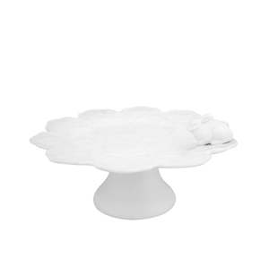 Bordallo Pinheiro - White Geranium Cake Stand with Rabbit