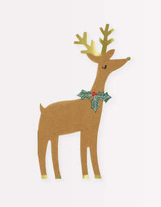 Reindeer with Holly Napkins 16pc