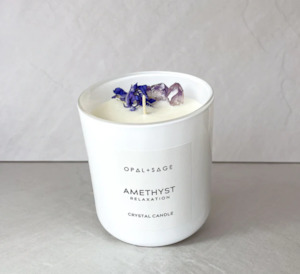 Opal + Sage - Large Amethyst Candle