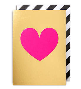 Gold With Pink Heart Card