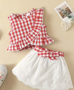 Love & Sunshine Two Piece Set - Red Checkered